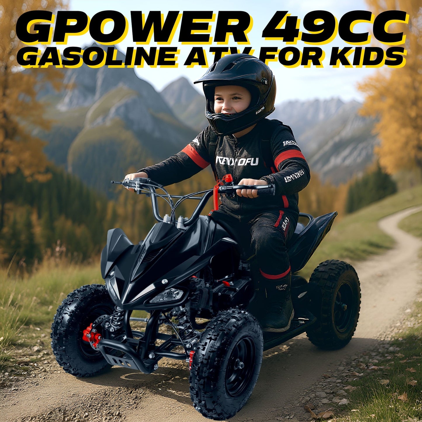 Gpower 49cc Mini Gas ATV for 5-13 Kids with 2-Stroke Engine,4-wheeler with Disc Brake,Pull Start,6" Wheels