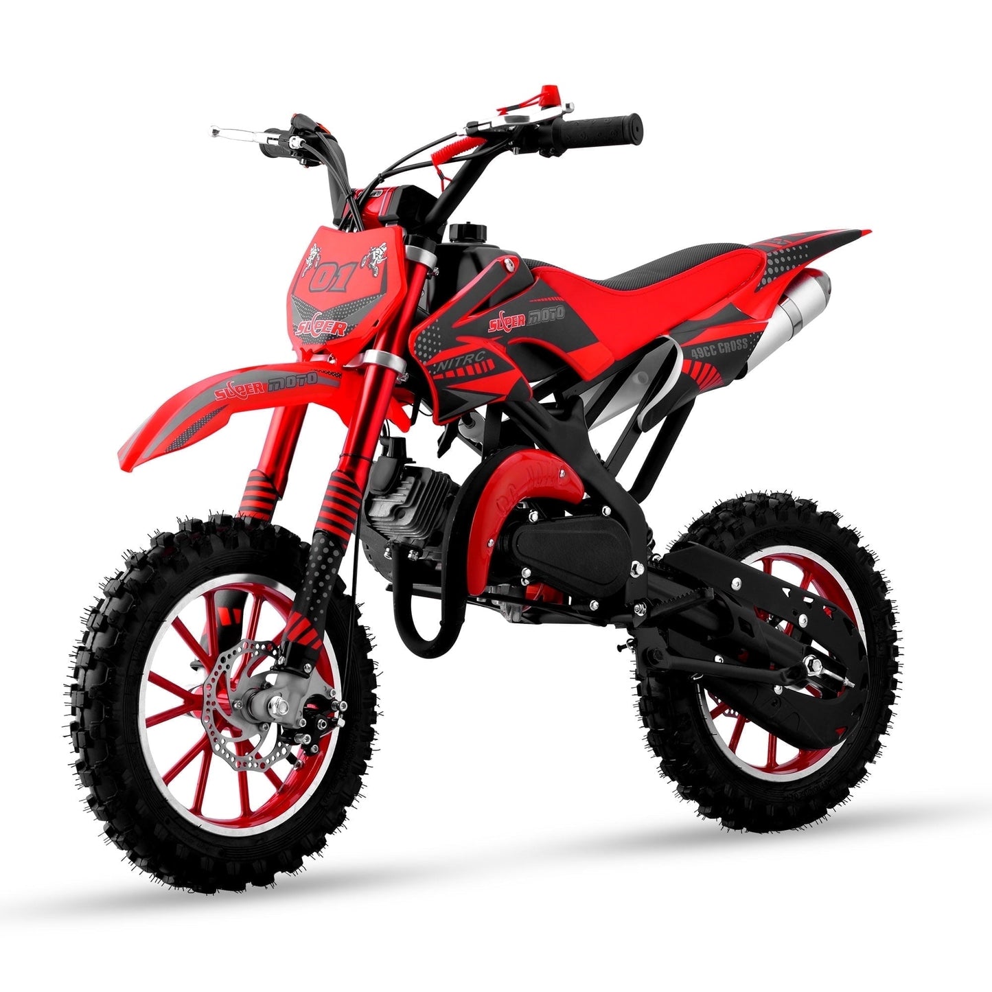 Ktoebyco 49cc Kids Mini Dirt Bike, 2-Stroke Gas-Powered Motorcycle, 1.5L Fuel Capacity,Red