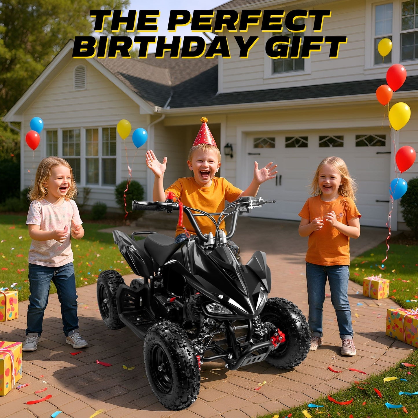 Gpower 49cc Mini Gas ATV for 5-13 Kids with 2-Stroke Engine,4-wheeler with Disc Brake,Pull Start,6" Wheels